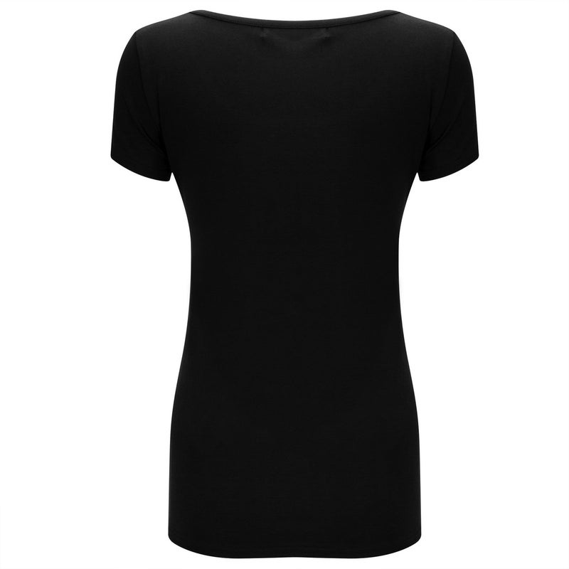 OThread & Co. Women's Short Sleeve T-Shirt Scoop Neck Basic Layer Stretchy Shirts (Medium, Black) - Image 4